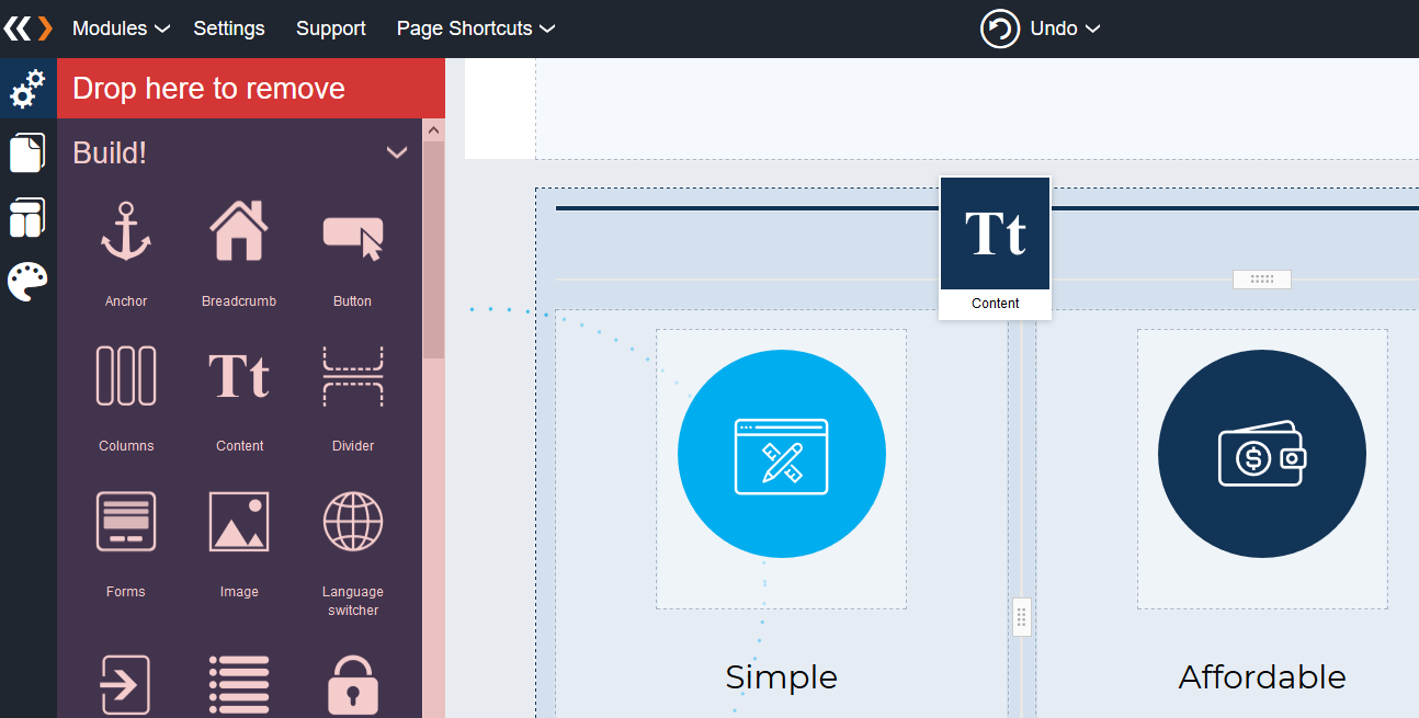 Drag and Drop CMS Tools